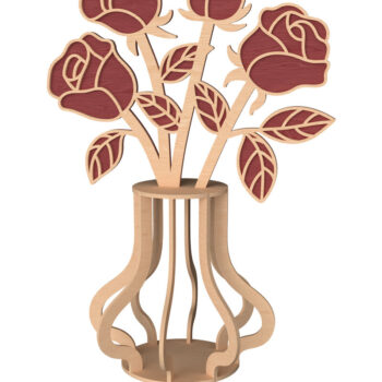Intra απο ξύλο plywood 3mm-4mm πάχος 3D Classic Rose Vase Cut  Δίασταση 30x20 cm INTRAFABR-111957311 - Image 1