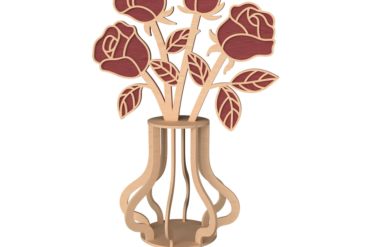 Intra απο ξύλο plywood 3mm-4mm πάχος 3D Classic Rose Vase Cut  Δίασταση 30x20 cm INTRAFABR-111957311