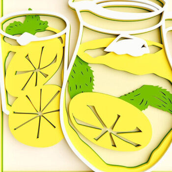 Intra απο ξύλο plywood 3mm-4mm πάχος 3D Cocktail 5 Layer - Lemon Δίασταση 30x30 cm INTRAFABR-101189180 - Image 1
