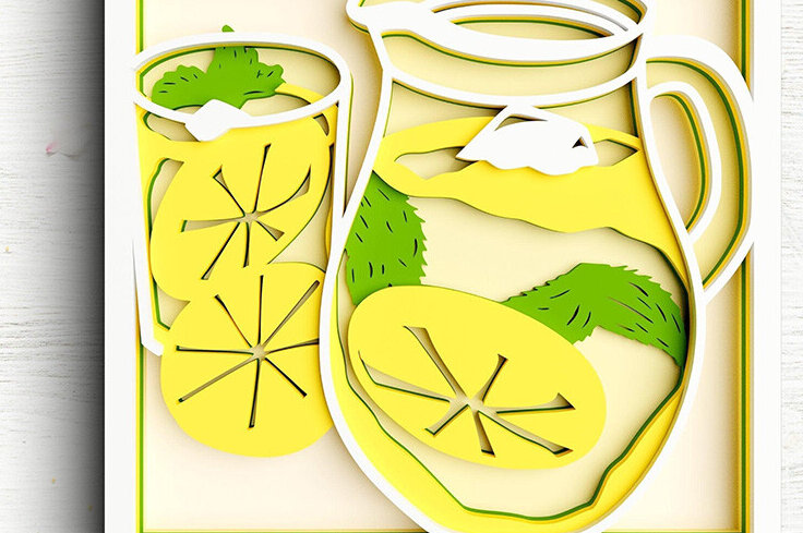 Intra απο ξύλο plywood 3mm-4mm πάχος 3D Cocktail 5 Layer - Lemon Δίασταση 30x30 cm INTRAFABR-101189180