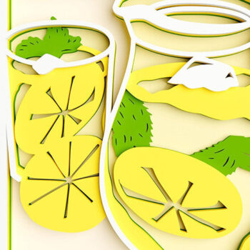 Intra απο ξύλο plywood 3mm-4mm πάχος 3D Cocktail 5 Layer - Lemon Δίασταση 30x30 cm INTRAFABR-101189180 - Image 6
