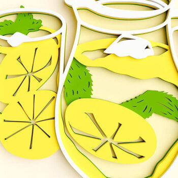 Intra απο ξύλο plywood 3mm-4mm πάχος 3D Cocktail 5 Layer - Lemon Δίασταση 30x30 cm INTRAFABR-101189180 - Image 7