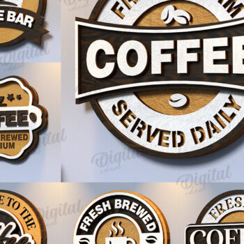 Intra απο ξύλο plywood 3mm-4mm πάχος 3D Coffee Signs Δίασταση 30x20 cm INTRAFABR-120971931 - Image 1