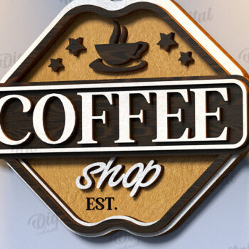 Intra απο ξύλο plywood 3mm-4mm πάχος 3D Coffee Signs Δίασταση 30x20 cm INTRAFABR-120971931 - Image 5