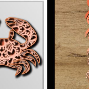 Intra απο ξύλο plywood 3mm-4mm πάχος 3D Crab 4 Layers Δίασταση 15x15 cm INTRAFABR-35687132