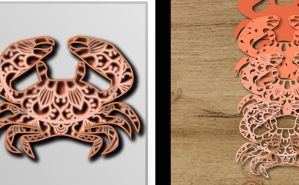 Intra απο ξύλο plywood 3mm-4mm πάχος 3D Crab 4 Layers Δίασταση 15x15 cm INTRAFABR-35687132