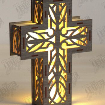 Intra απο ξύλο plywood 3mm-4mm πάχος 3D Cross Lantern Cut  |Χριστιανισμός Δίασταση 15x15 cm INTRAFABR-122546908 - Image 1