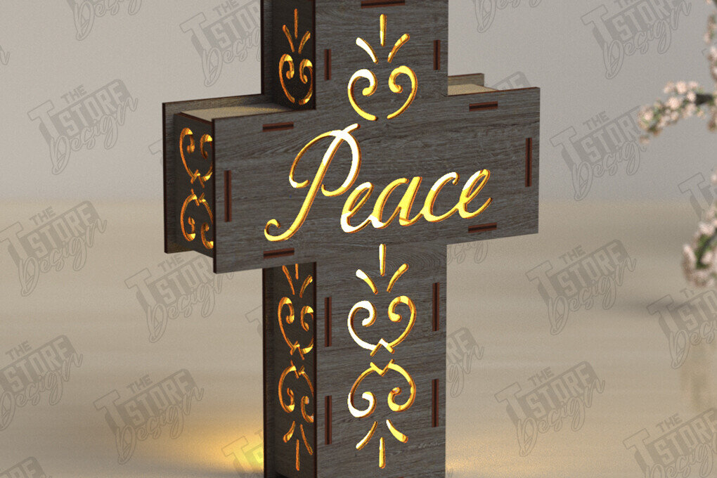 Intra απο ξύλο plywood 3mm-4mm πάχος 3D Cross Lantern Cut  |Χριστιανισμός Δίασταση 15x15 cm INTRAFABR-122546912