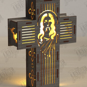 Intra απο ξύλο plywood 3mm-4mm πάχος 3D Cross Lantern Cut  |Χριστιανισμός Δίασταση 15x15 cm INTRAFABR-122546921 - Image 1