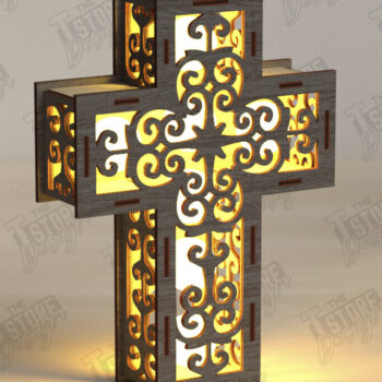 Intra απο ξύλο plywood 3mm-4mm πάχος 3D Cross Lantern Cut  |Χριστιανισμός Δίασταση 15x15 cm INTRAFABR-122546904 - Image 1