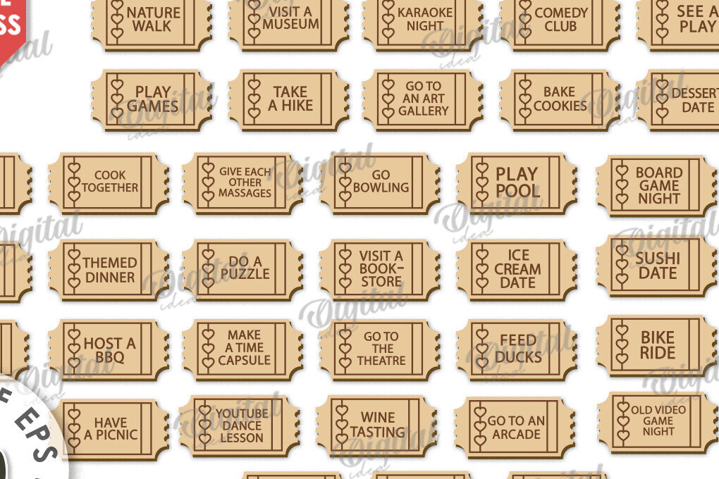 Intra απο ξύλο plywood 3mm-4mm πάχος 3D Date Night Box & Tokens Cut Δίασταση 30x20 cm INTRAFABR-115368891 - Image 2