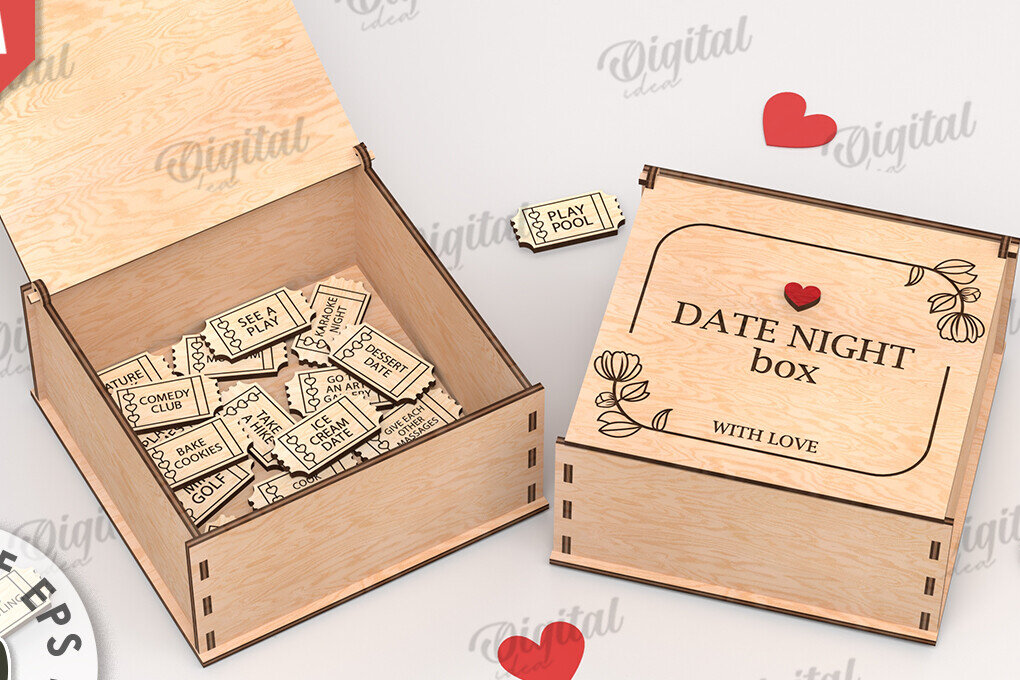Intra απο ξύλο plywood 3mm-4mm πάχος 3D Date Night Box & Tokens Cut  Δίασταση 30x20 cm INTRAFABR-115369055