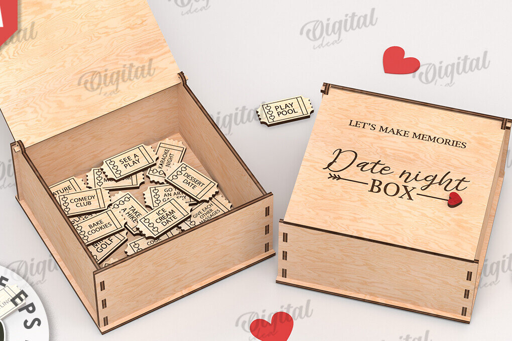 Intra απο ξύλο plywood 3mm-4mm πάχος 3D Date Night Box & Tokens Cut  Δίασταση 30x20 cm INTRAFABR-115369108