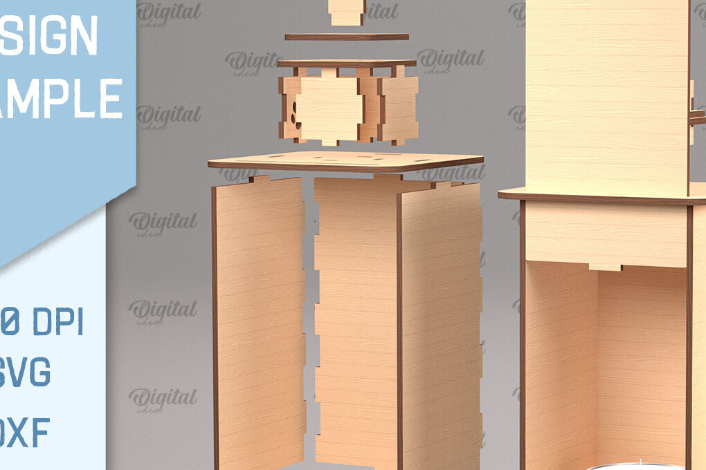 Intra απο ξύλο plywood 3mm-4mm πάχος Τρισδιάστατο Διακοσμητικό Φανάρι Cut  Δίασταση 30x20 cm INTRAFABR-93548924 - Image 2