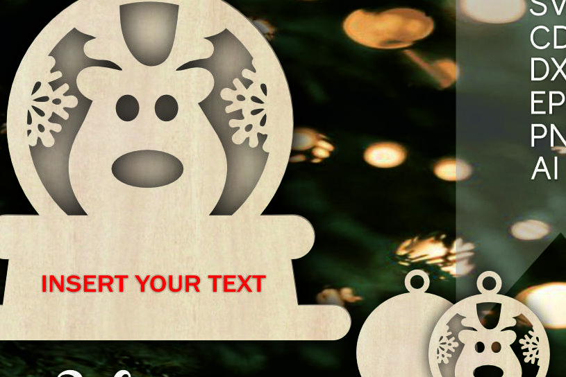 Intra απο ξύλο plywood 3mm-4mm πάχος Τρισδιάστατα χριστουγεννιάτικα στολίδια με στρώματα ελαφιού Δίασταση 8x8 cm INTRAFABR-103312973