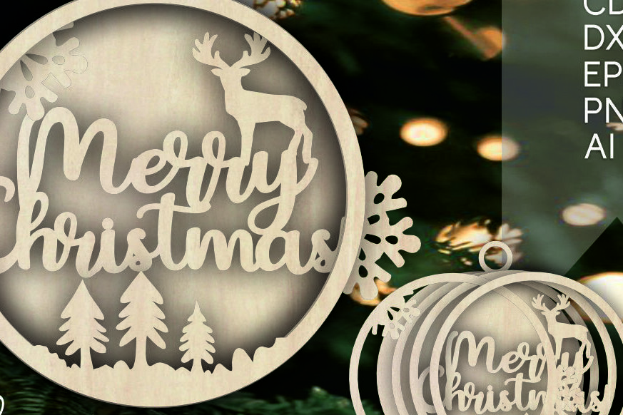 Intra απο ξύλο plywood 3mm-4mm πάχος Τρισδιάστατα χριστουγεννιάτικα στολίδια με στρώματα ελαφιού Δίασταση 8x8 cm INTRAFABR-104940698