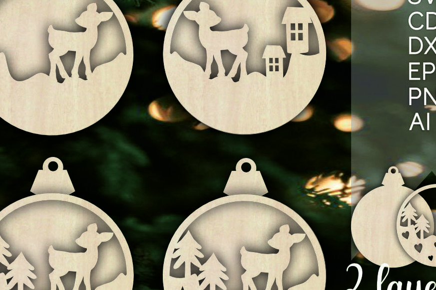 Intra απο ξύλο plywood 3mm-4mm πάχος Τρισδιάστατα χριστουγεννιάτικα στολίδια με στρώματα ελαφιού Δίασταση 8x8 cm INTRAFABR-105080879