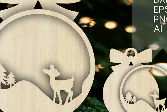 Intra απο ξύλο plywood 3mm-4mm πάχος Τρισδιάστατα χριστουγεννιάτικα στολίδια με στρώματα ελαφιού Δίασταση 8x8 cm INTRAFABR-105221046