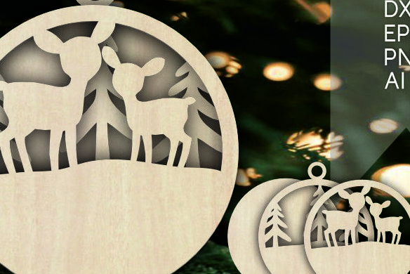 Intra απο ξύλο plywood 3mm-4mm πάχος Τρισδιάστατα χριστουγεννιάτικα στολίδια με στρώματα ελαφιού Δίασταση 8x8 cm INTRAFABR-106158392