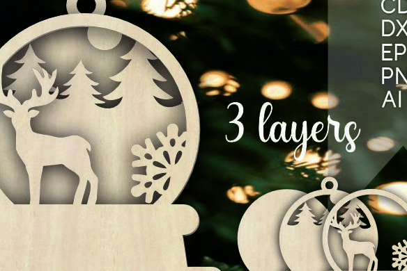 Intra απο ξύλο plywood 3mm-4mm πάχος Τρισδιάστατα χριστουγεννιάτικα στολίδια με στρώματα ελαφιού Δίασταση 8x8 cm INTRAFABR-106158810