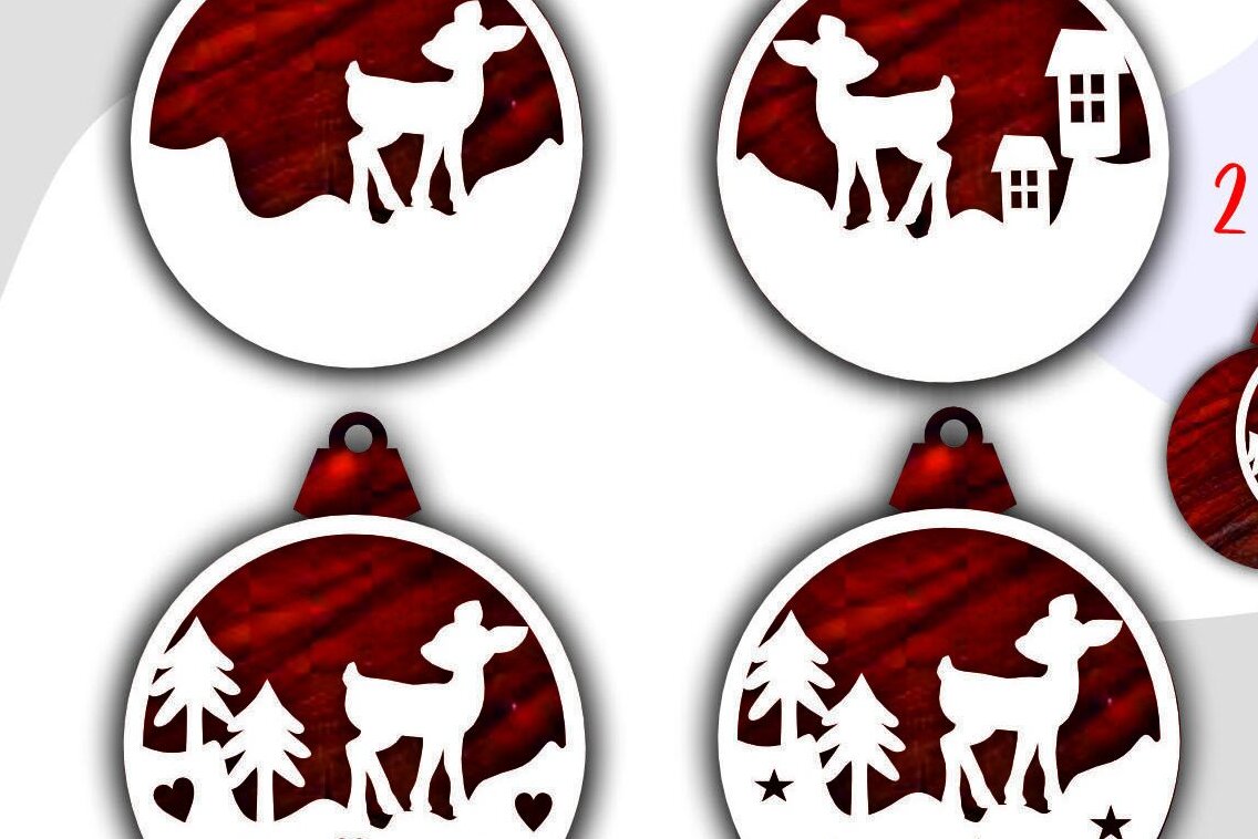 Intra απο ξύλο plywood 3mm-4mm πάχος Τρισδιάστατα χριστουγεννιάτικα στολίδια με στρώματα ελαφιού Δίασταση 8x8 cm INTRAFABR-36080674