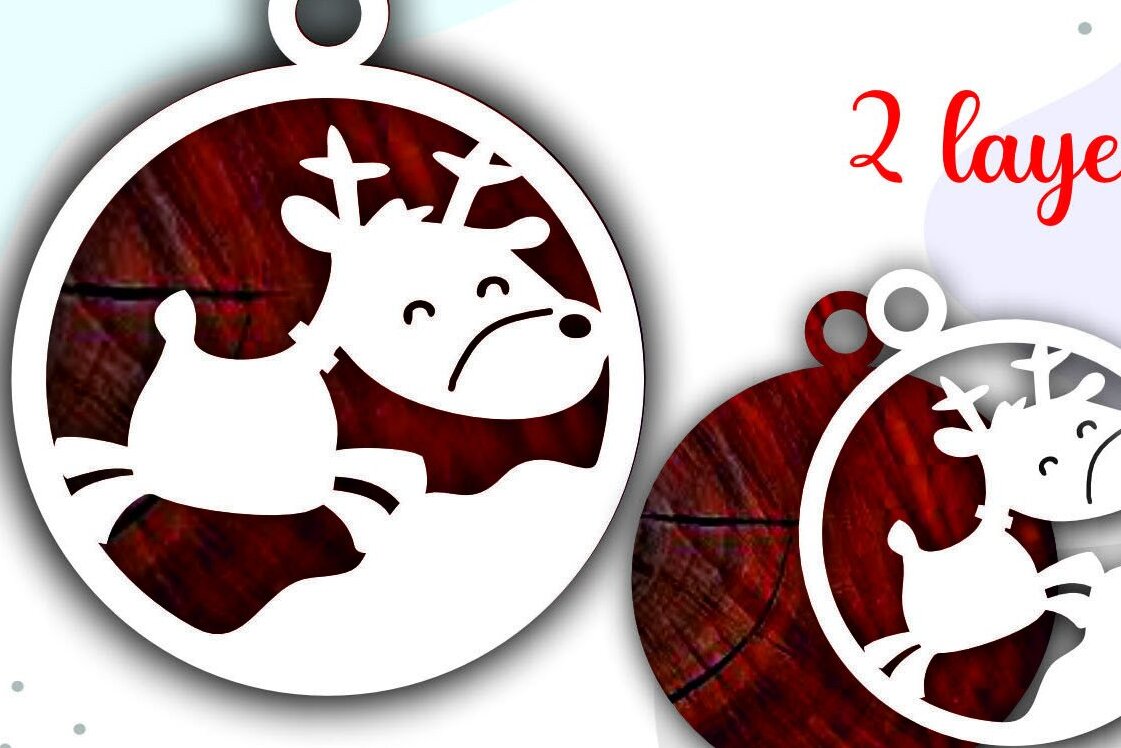 Intra απο ξύλο plywood 3mm-4mm πάχος Τρισδιάστατα χριστουγεννιάτικα στολίδια με στρώματα ελαφιού Δίασταση 8x8 cm INTRAFABR-36734631