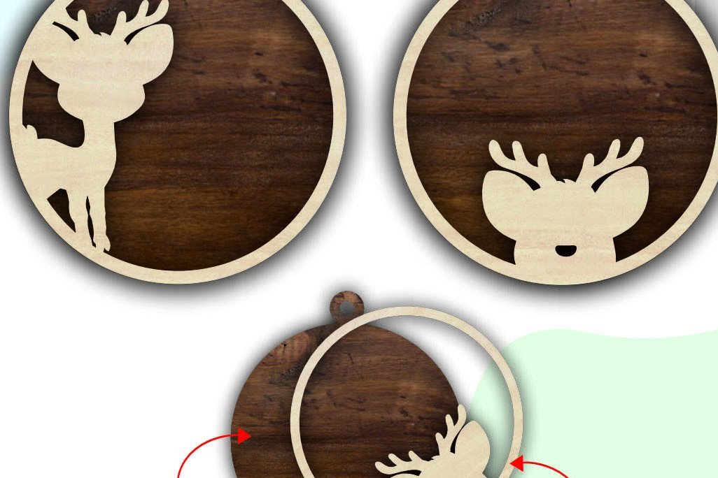 Intra απο ξύλο plywood 3mm-4mm πάχος Τρισδιάστατα χριστουγεννιάτικα στολίδια με στρώματα ελαφιού Δίασταση 8x8 cm INTRAFABR-37819552