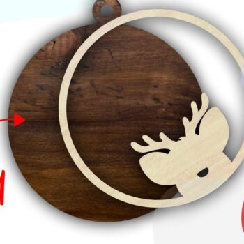 Intra απο ξύλο plywood 3mm-4mm πάχος Τρισδιάστατα χριστουγεννιάτικα στολίδια με στρώματα ελαφιού Δίασταση 8x8 cm INTRAFABR-37819552 - Image 2