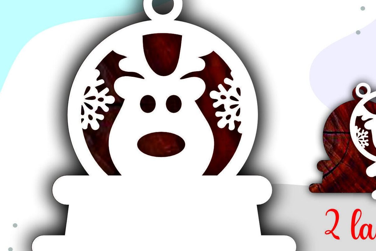 Intra απο ξύλο plywood 3mm-4mm πάχος Τρισδιάστατα χριστουγεννιάτικα στολίδια με στρώματα ελαφιού Δίασταση 8x8 cm INTRAFABR-46423855