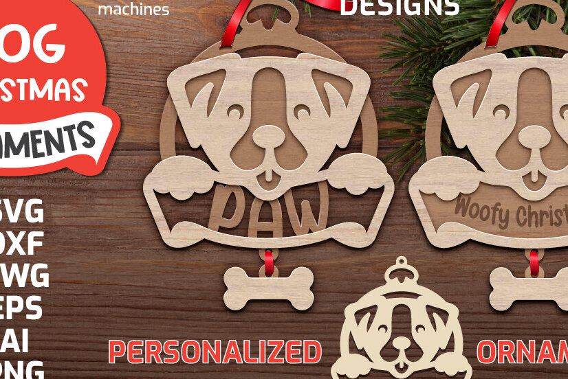 Intra απο ξύλο plywood 3mm-4mm πάχος Τρισδιάστατα χριστουγεννιάτικα στολίδια σκύλου Μονόγραμμα Δίασταση 8x8 cm INTRAFABR-81844164