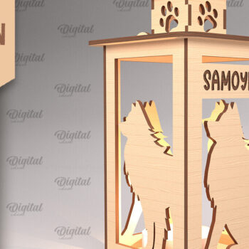 Intra απο ξύλο plywood 3mm-4mm πάχος Τρισδιάστατη κοπή φαναριού σκύλου με λέιζερ. Τρισδιάστατη λάμπα Δίασταση 30x20 cm INTRAFABR-90003391 - Image 1