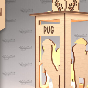 Intra απο ξύλο plywood 3mm-4mm πάχος Τρισδιάστατη κοπή φαναριού σκύλου με λέιζερ. Τρισδιάστατη λάμπα Δίασταση 30x20 cm INTRAFABR-90003453 - Image 1