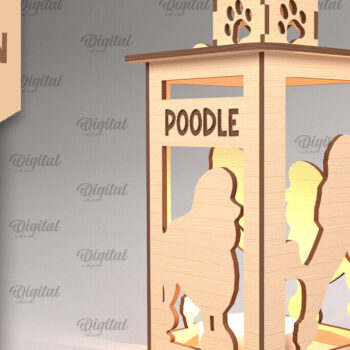 Intra απο ξύλο plywood 3mm-4mm πάχος Τρισδιάστατη κοπή φαναριού σκύλου με λέιζερ. Τρισδιάστατη λάμπα Δίασταση 30x20 cm INTRAFABR-90003640 - Image 1