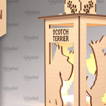 Intra απο ξύλο plywood 3mm-4mm πάχος Τρισδιάστατη κοπή φαναριού σκύλου με λέιζερ. Τρισδιάστατη λάμπα Δίασταση 30x20 cm INTRAFABR-90003833 - Image 1