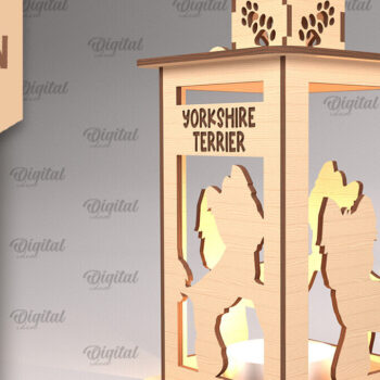 Intra απο ξύλο plywood 3mm-4mm πάχος Τρισδιάστατη κοπή φαναριού σκύλου με λέιζερ. Τρισδιάστατη λάμπα Δίασταση 30x20 cm INTRAFABR-90003855 - Image 1