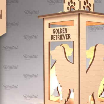 Intra απο ξύλο plywood 3mm-4mm πάχος Τρισδιάστατη κοπή φαναριού σκύλου με λέιζερ. Τρισδιάστατη λάμπα Δίασταση 30x20 cm INTRAFABR-90502617 - Image 1