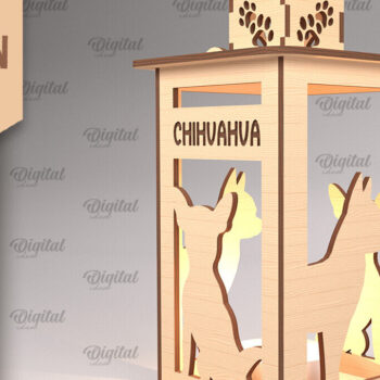 Intra απο ξύλο plywood 3mm-4mm πάχος Τρισδιάστατη κοπή φαναριού σκύλου με λέιζερ. Τρισδιάστατη λάμπα Δίασταση 30x20 cm INTRAFABR-90002900 - Image 1