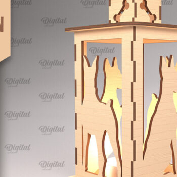 Intra απο ξύλο plywood 3mm-4mm πάχος Τρισδιάστατη κοπή φαναριού σκύλου με λέιζερ. Τρισδιάστατη λάμπα Δίασταση 30x20 cm INTRAFABR-90003046 - Image 1