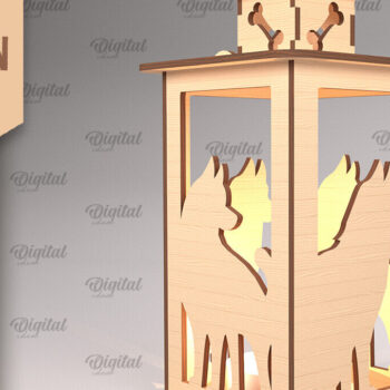 Intra απο ξύλο plywood 3mm-4mm πάχος Τρισδιάστατη κοπή φαναριού σκύλου με λέιζερ. Τρισδιάστατη λάμπα Δίασταση 30x20 cm INTRAFABR-90003241 - Image 1