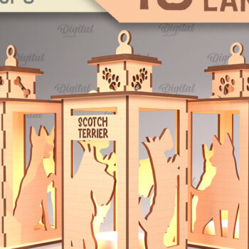 Intra απο ξύλο plywood 3mm-4mm πάχος Δέσμη 3D Dog Lantern Δίασταση 30x20 cm INTRAFABR-89942597 - Image 1