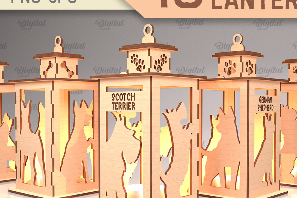 Intra απο ξύλο plywood 3mm-4mm πάχος Δέσμη 3D Dog Lantern Δίασταση 30x20 cm INTRAFABR-89942597