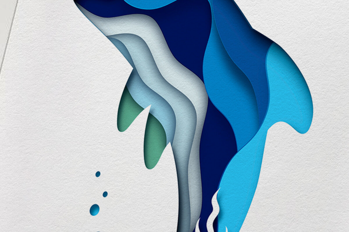 Intra απο ξύλο plywood 3mm-4mm πάχος 3D Dolphin Shadow Box , Papercut Δίασταση 30x30 cm INTRAFABR-57751311 - Image 2