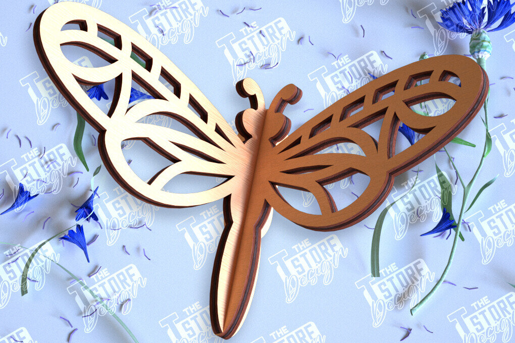 Intra απο ξύλο plywood 3mm-4mm πάχος 3D Dragonflie | Summer Design | CNC Δίασταση 30x20 cm INTRAFABR-98268793