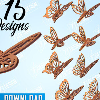 Intra απο ξύλο plywood 3mm-4mm πάχος 3D λιβελλούλες και πεταλούδες Δίασταση 30x20 cm INTRAFABR-99202821 - Image 1