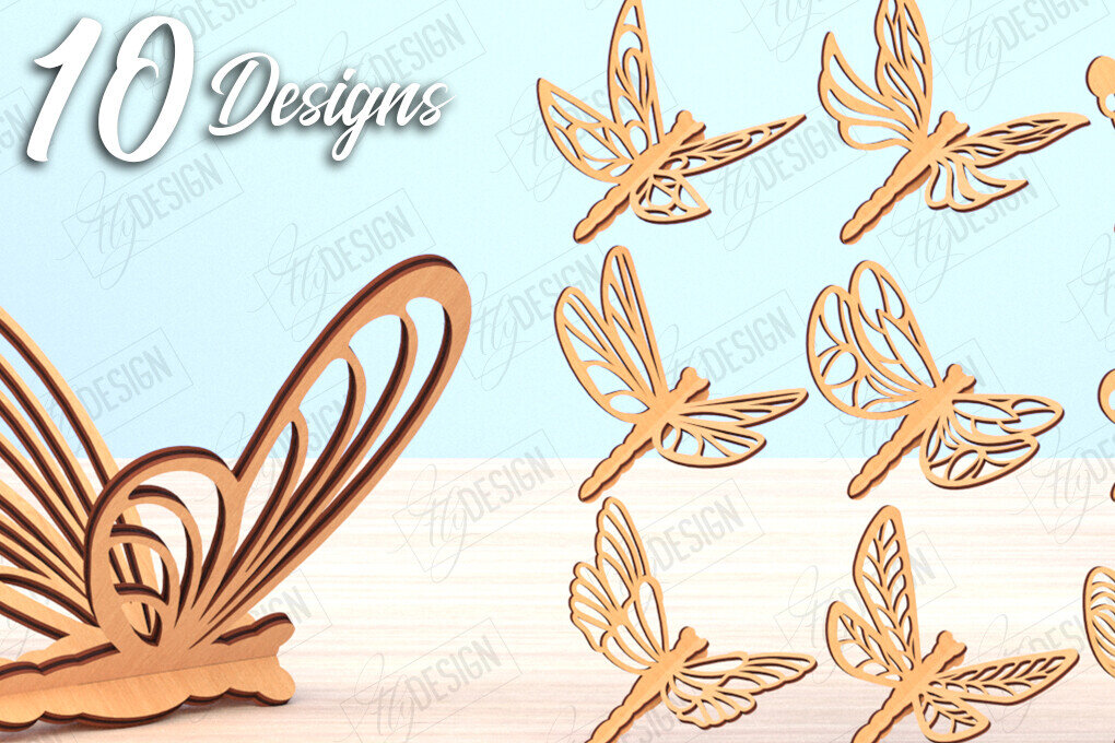 Intra απο ξύλο plywood 3mm-4mm πάχος Δέσμη 3D Dragonfly | Καλοκαίρι Δίασταση 30x20 cm INTRAFABR-119899135 - Image 1