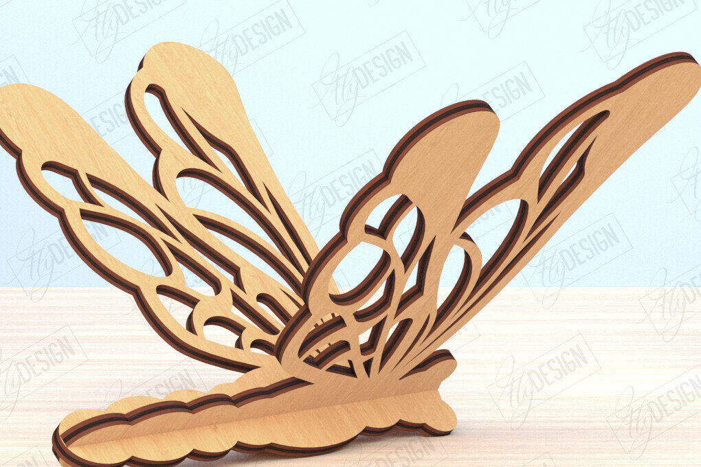 Intra απο ξύλο plywood 3mm-4mm πάχος Δέσμη 3D Dragonfly | Καλοκαίρι Δίασταση 30x20 cm INTRAFABR-119899135 - Image 3