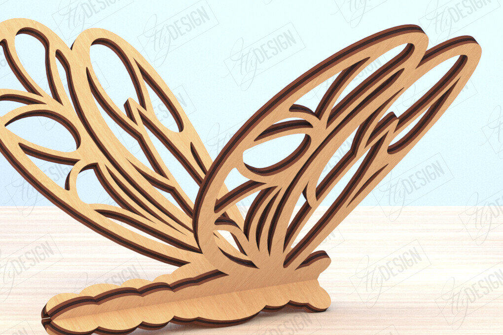 Intra απο ξύλο plywood 3mm-4mm πάχος Δέσμη 3D Dragonfly | Καλοκαίρι Δίασταση 30x20 cm INTRAFABR-119899135 - Image 4
