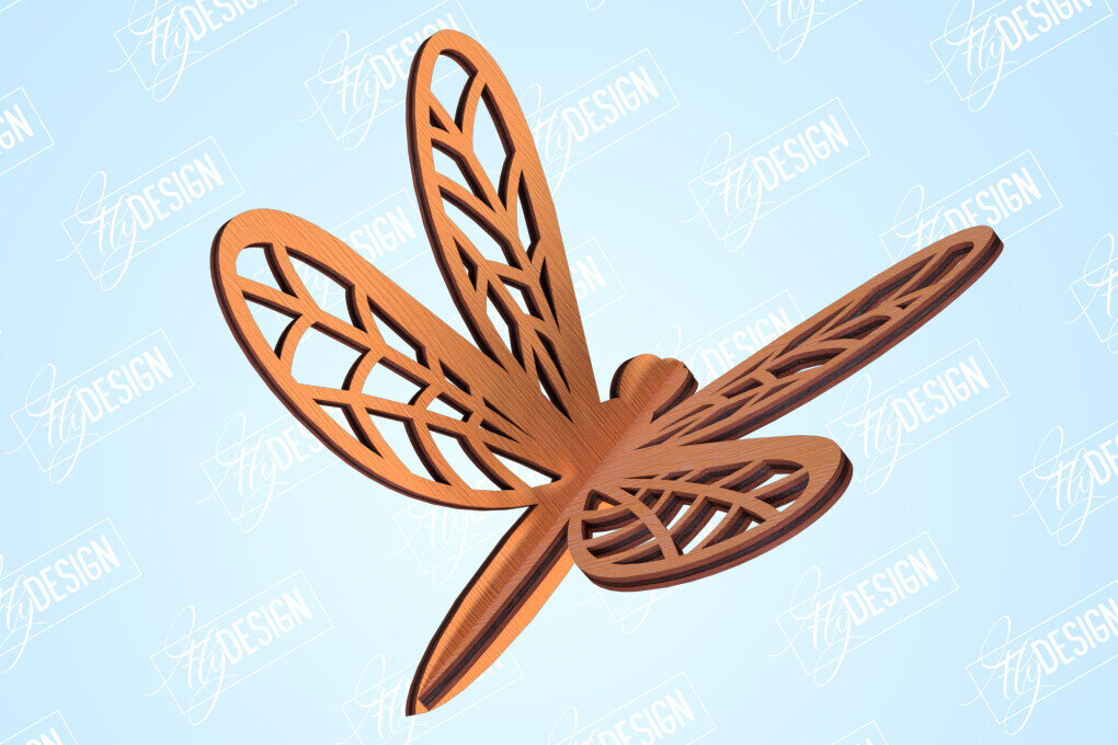 Intra απο ξύλο plywood 3mm-4mm πάχος 3D Dragonfly | Summer Design | CNC Δίασταση 30x20 cm INTRAFABR-99202607