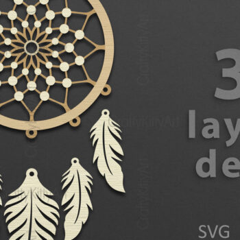 Intra απο ξύλο plywood 3mm-4mm πάχος 3D Dreamcatcher Layered Δίασταση 7x7 cm INTRAFABR-121268330 - Image 1