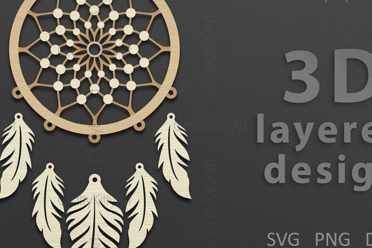 Intra απο ξύλο plywood 3mm-4mm πάχος 3D Dreamcatcher Layered Δίασταση 7x7 cm INTRAFABR-121268330
